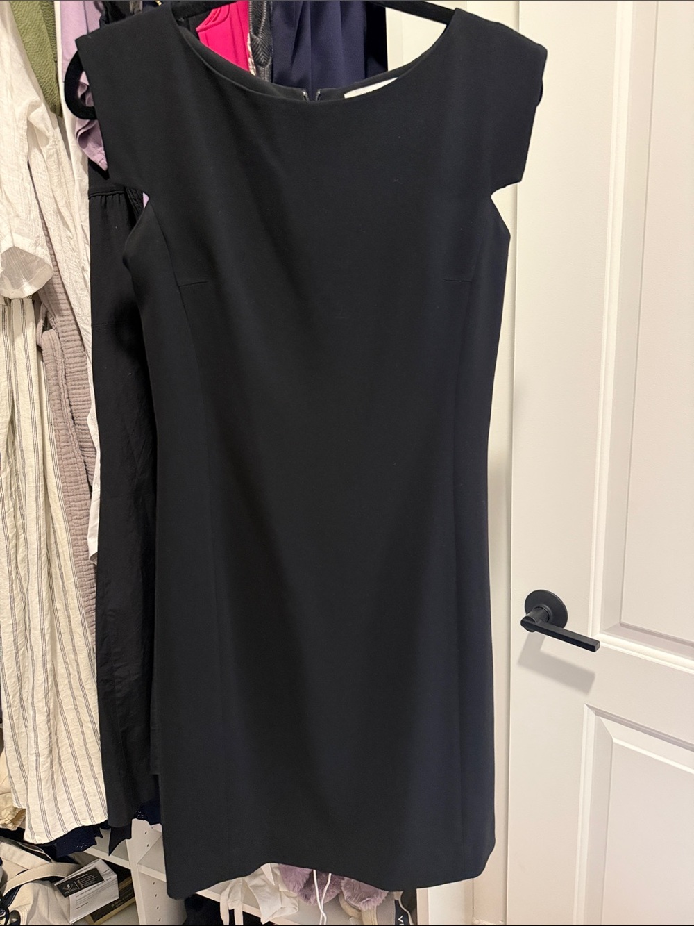 Classic Black Cap-Sleeve Sheath Dress